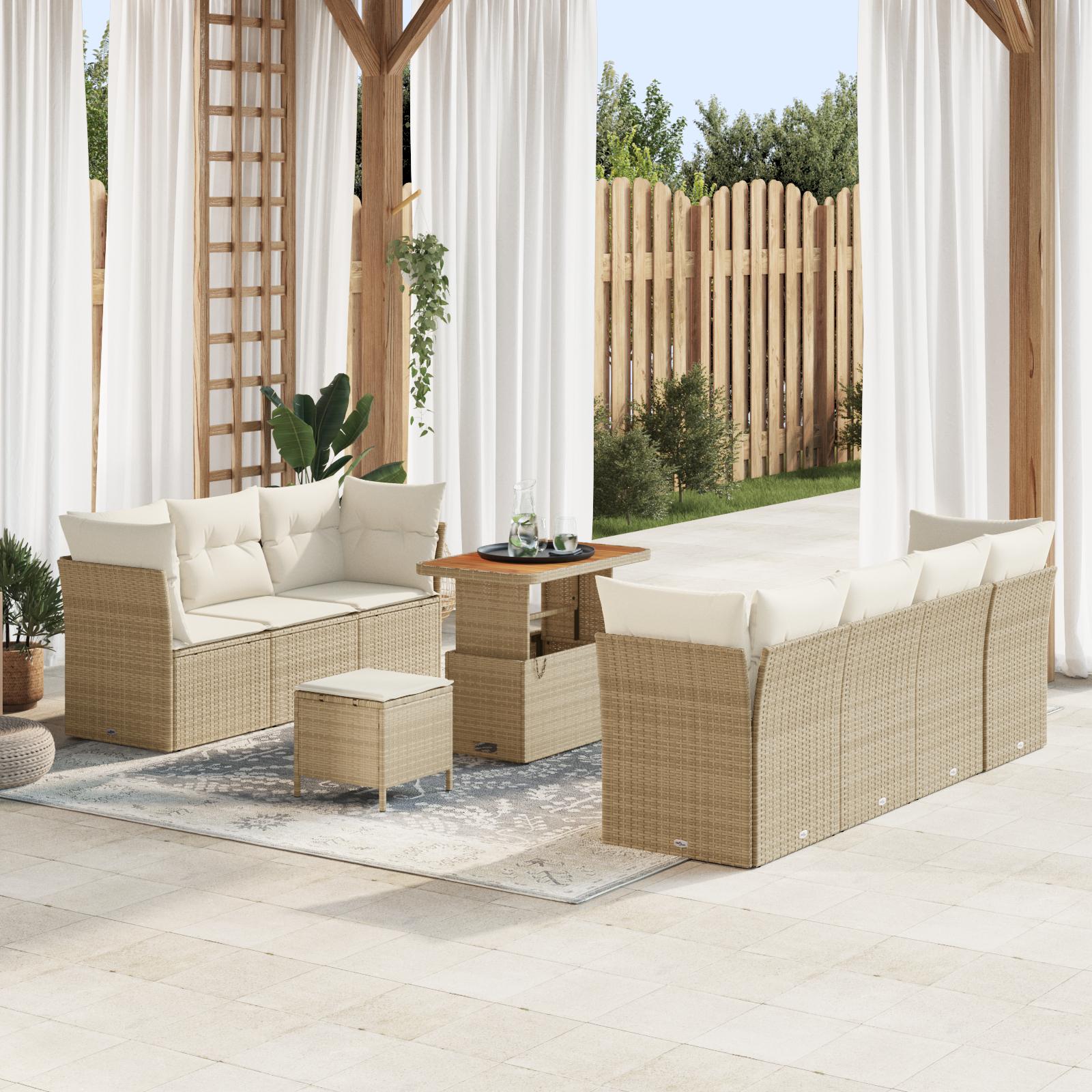 Havesofa Sæt 10 stk beige og cremefarvet 90 x 55 x 71 cm billede