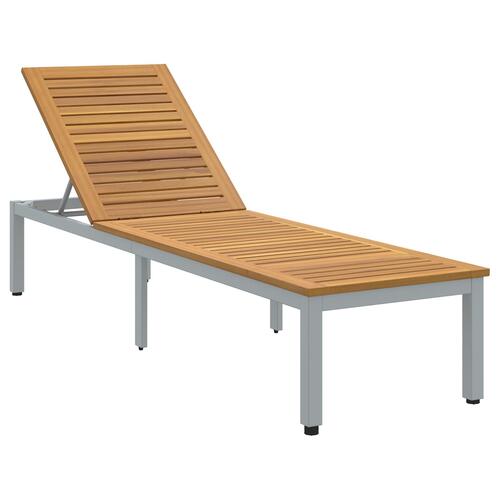 Solstol Grå 200x55x35 cm Massivt Akacietræ