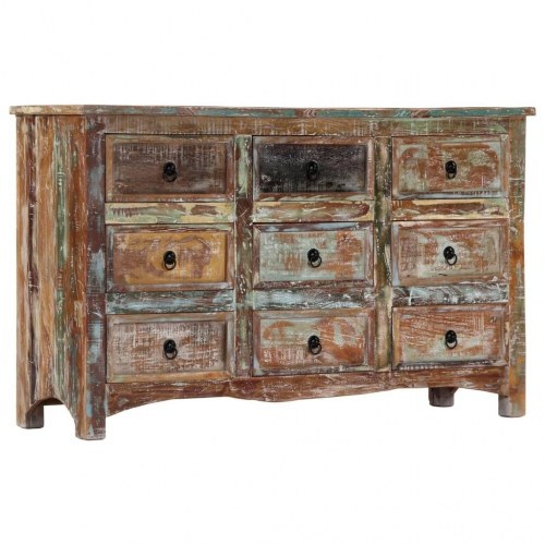 Kommode 130x40x80 cm massivt genbrugstræ