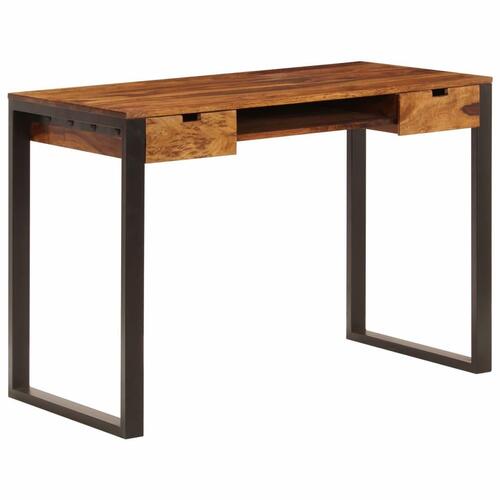 Skrivebord massivt akacietræ og stål 110 x 55 x 78 cm