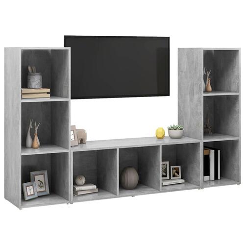 Tv-skabe 3 stk. 107x35x37 cm konstrueret træ betongrå