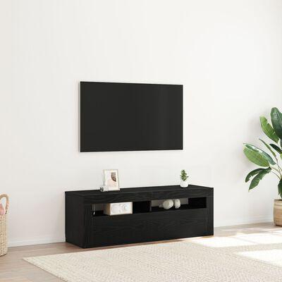 TV Skab med LED Sort Eg 120x35x40 cm Konstrueret Træ