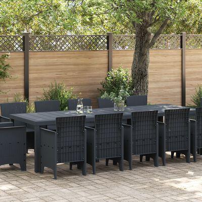 13-delt Have Spisesæt Antracit Poly Rattan,  Havebord Antracit 150x100x73 cm Poly Rattan,  Have Stole 4 stk Antracit Poly Rattan