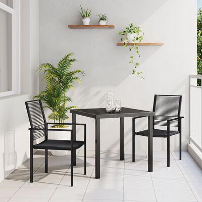 5 Delers Havemiddags Sæt Sort PVC Rattan