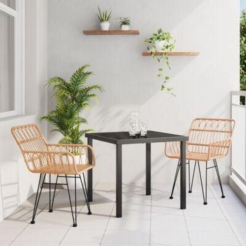 5 Stk. Have Spisesæt Sort Poly Rattan