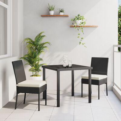 Have Spisebordssæt 7 stk Sort Poly rattan billede