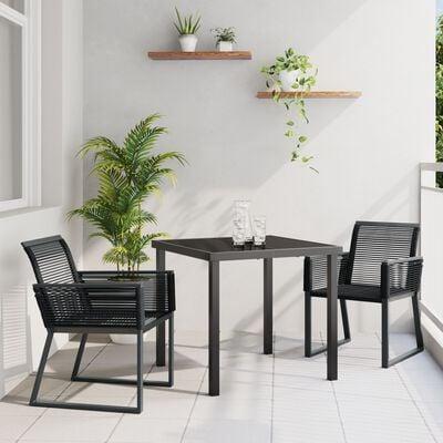 Have Spisebordssæt 7 stk Sort Poly rattan billede