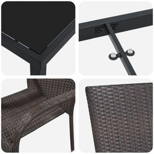 7-delt havemøbelsæt Sort Poly Rattan