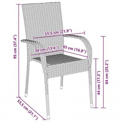 7-delt havemøbelsæt Sort Poly Rattan