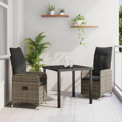 Have Spisebordssæt med pude 3 stk Grå Poly rattan billede