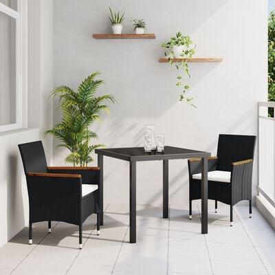 Have Spisebordssæt med pude 9 stk Sort Poly rattan billede
