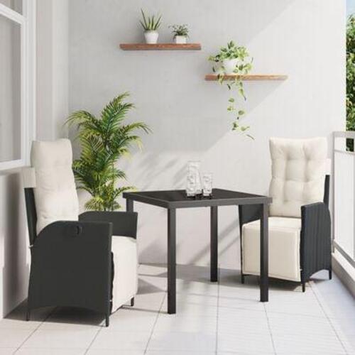 5-stykker have spisesæt Sort Poly Rattan