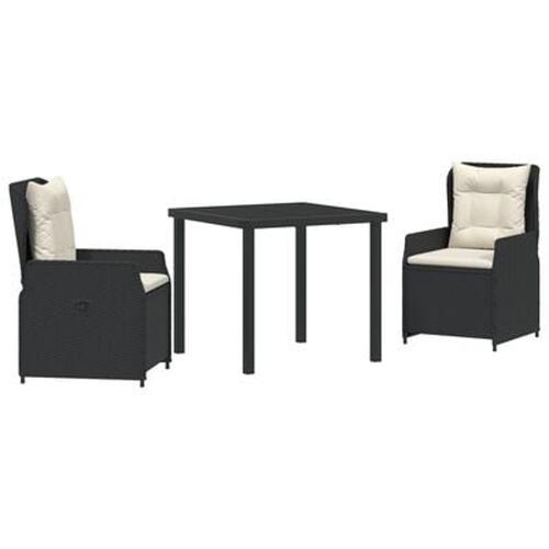 9 dele have spisebord sort poly rattan, have bord sort 200x80x73 cm hærdet glas