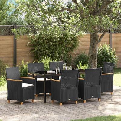 Have Spisebordssæt 7 stk Sort polyrattan billede