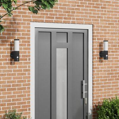 Udendørs væglampe med sensor 2 stk Sort rustfrit stål IP44