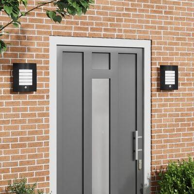 Udendørs væglamper med sensor 2 stk sort rustfrit stål IP44