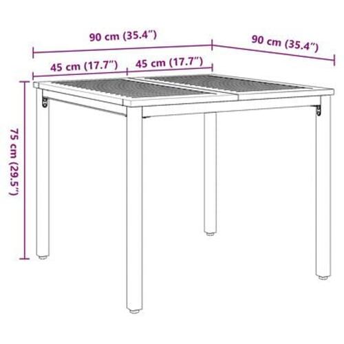 Havebord 90x90x75 cm Solid akacietræ og metal
