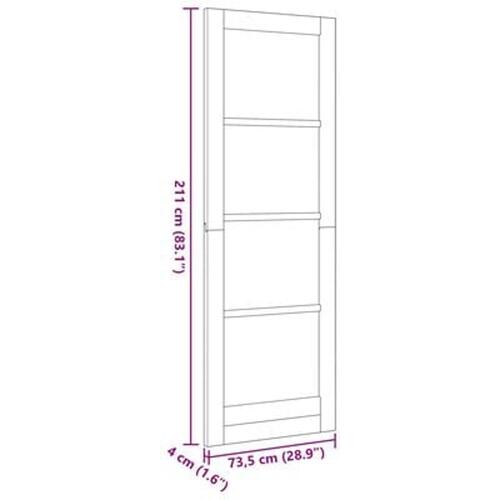 Indvendig Dør "ORKDAL" Hvid 73.5x211x4 cm Solidtræ Fyr