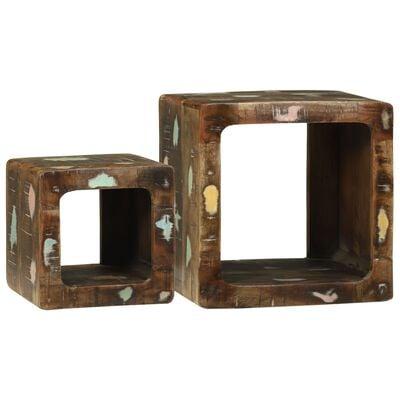 TV Enhed med hylde 2 stk Flerfarvet Massivt genanvendt træ