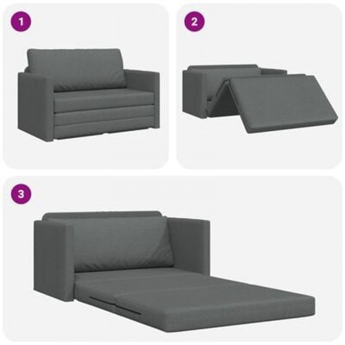 Gulvsofa Seng 2-i-1 Mørkegrå 124x71x78 cm Stof