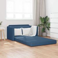 Gulv Sofa Seng 2-i-1 Blå 124x71x78 cm Stof