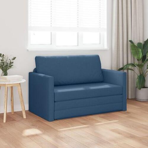 Gulv Sofa Seng 2-i-1 Blå 124x71x78 cm Stof
