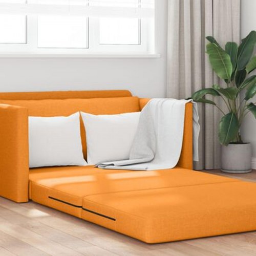 Gulv Sofa Seng 2-i-1 Mørk Gul 124x71x78 cm Stof