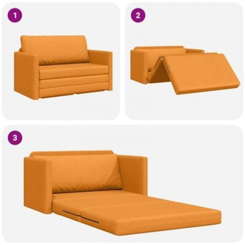 Gulv Sofa Seng 2-i-1 Mørk Gul 124x71x78 cm Stof