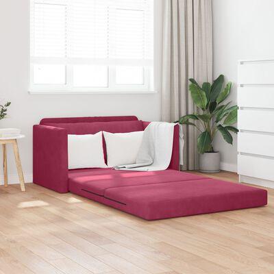 Sovesofa i fløjl - vinrød, 124 × 71 × 78 cm billede