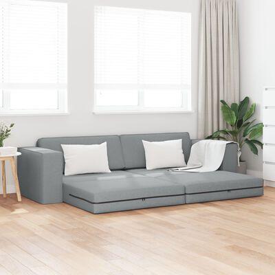 Gulv Sofa Bed 2-i-1 Lysegrå 245x150x60.5 cm Stof