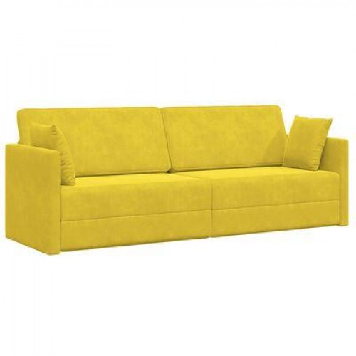 Gulv Sofa Seng 2-i-1 Gul 213x144x60 cm Velvet