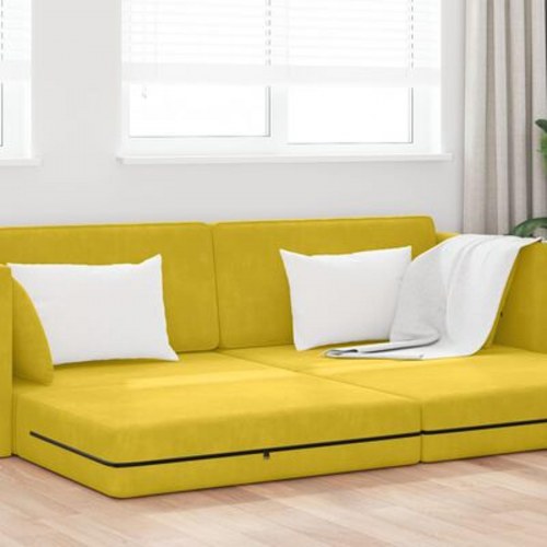 Gulv Sofa Seng 2-i-1 Gul 213x144x60 cm Velvet