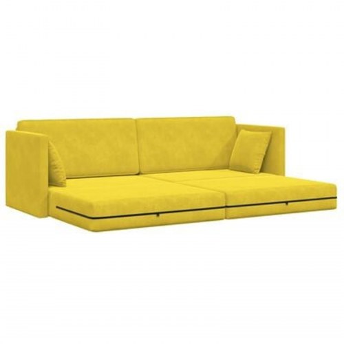 Gulv Sofa Seng 2-i-1 Gul 213x144x60 cm Velvet