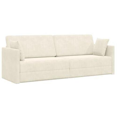 Gulv Sofa Seng 2-i-1 Creme 213x144x60 cm Velvet