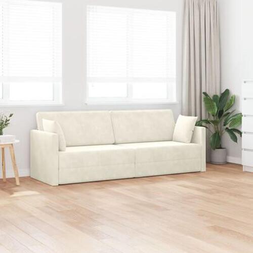 Gulv Sofa Seng 2-i-1 Creme 213x144x60 cm Velvet