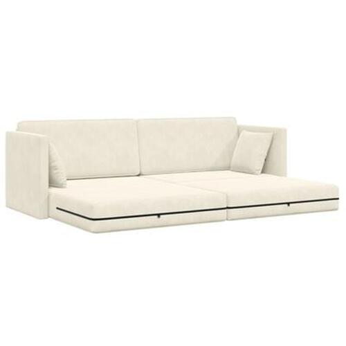 Gulv Sofa Seng 2-i-1 Creme 213x144x60 cm Velvet