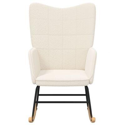 Afslappende Stol Cremefarvet Krøllet Uldlignende Stof