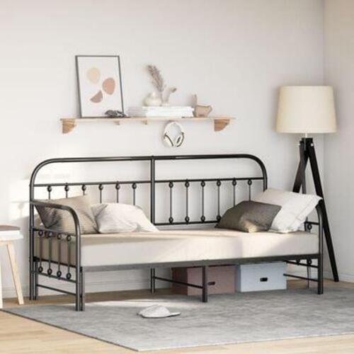 Dagsengramme med sovesofa i sort 75x190 cm i stål
