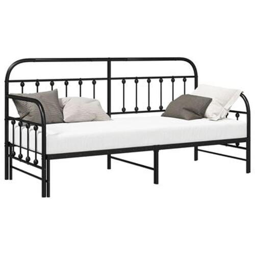 Dagsengramme med sovesofa i sort 75x190 cm i stål