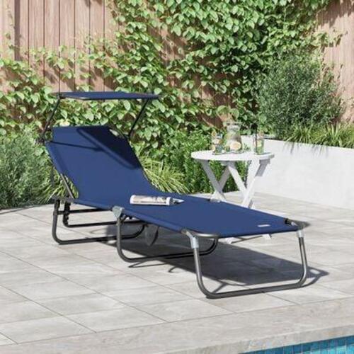 Sammenfoldelig Solstol med canopy Blå 600D Oxford stof