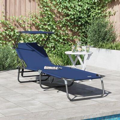 Sammenfoldelig Solstol med canopy Blå 600D Oxford stof