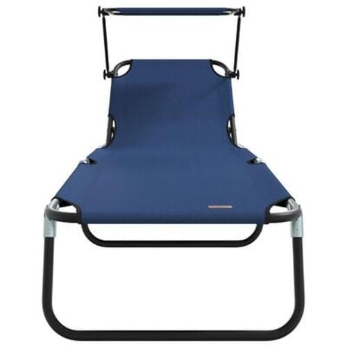 Sammenfoldelige Lounger 2 stk med Parasoll Blå 600D Oxford Stof