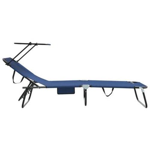 Sammenfoldelige Lounger 2 stk med Parasoll Blå 600D Oxford Stof