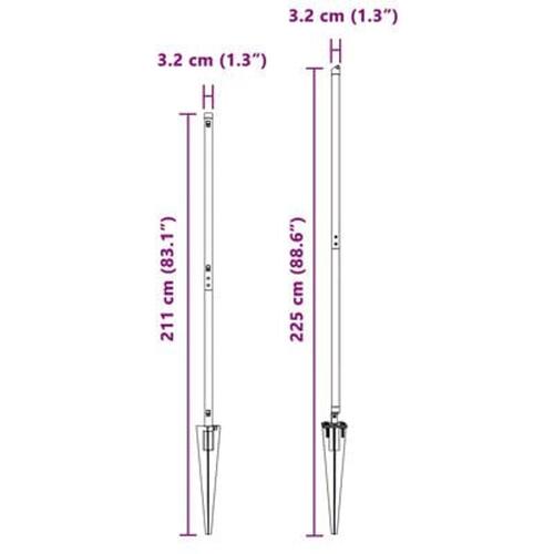 Hegnspæle med spyd 13 stk Ø32 mm 180 cm Galvaniseret stål