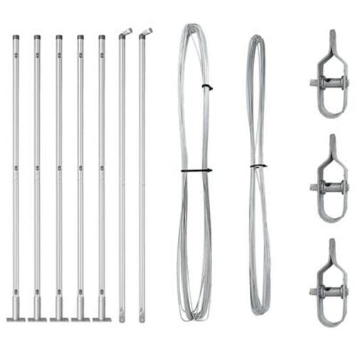 Pæle med Baseplader 7 stk Ø32mm 78,5cm Galvaniseret Stål