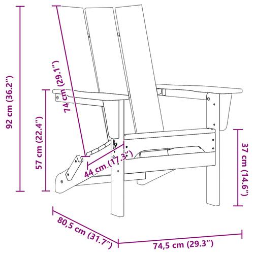 Foldbar Adirondack Stol Lysegrå 74.5x80.5x90 cm HDPE