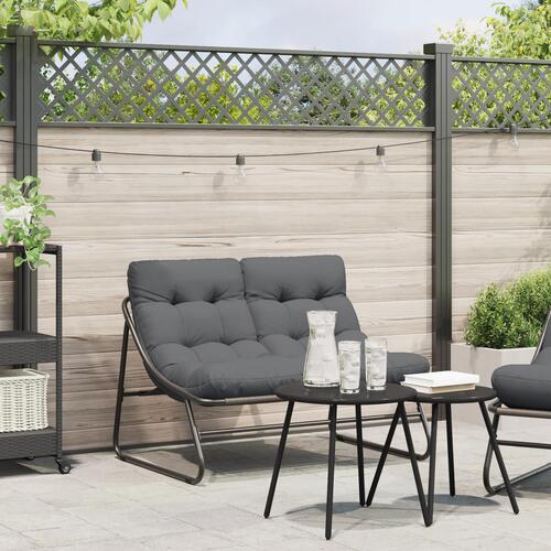 Havebænk med pude sort 110x80x71 cm stål