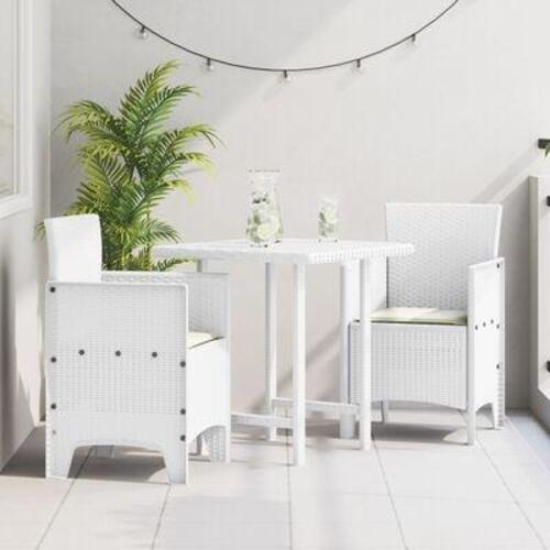 Havestole med Hynder 2 stk Hvid Poly Rattan