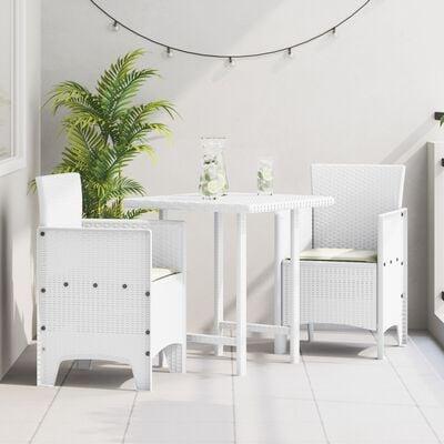 Havestole med Hynder 2 stk Hvid Poly Rattan