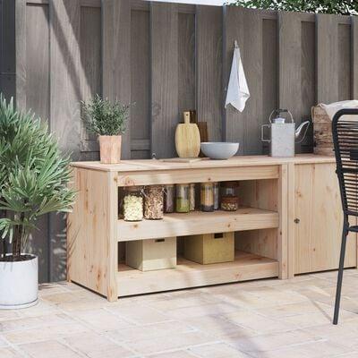 Køkkenskab med hylde Brun 106 x 55 x 64 cm Massivt fyrretræ billede
